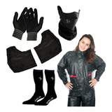 Traje Motoquero Dama Mascara Guantes Cubremanos Medias