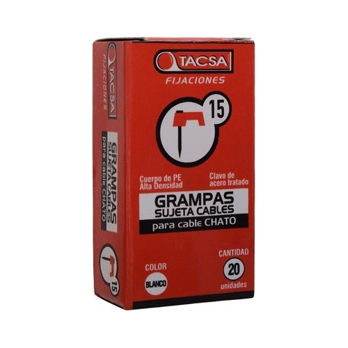 Grampas Sujeta Cable Tacsa N° 15 Clavo De Acero X10 Cajas