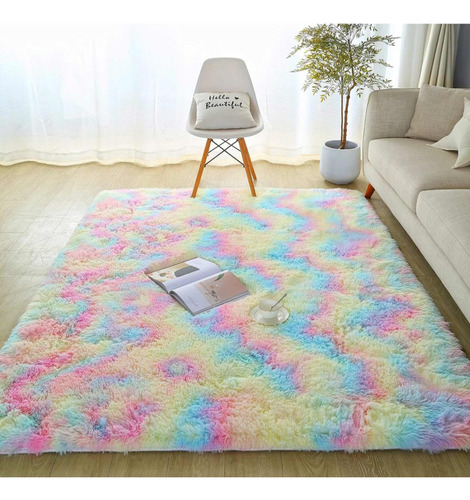 Alfombra Pelo Largo Suave Unicornio 140x190cm Kreatex