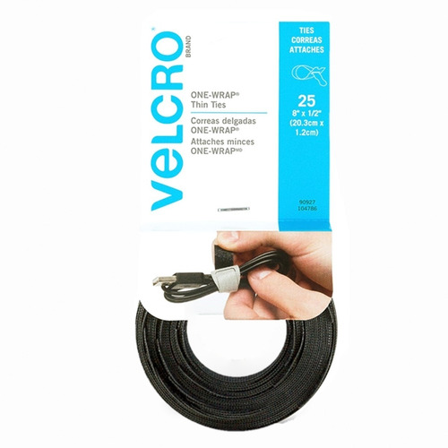 Correas De Velcro Recortadas 25 Pzs Negro Suejeta Cables 