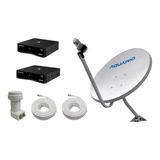 Kit Antena Banda Ku Aquário 2 Dth9000 Satbox 2 Cabos E Lnbf