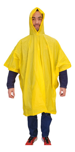 Capa Poncho De Lluvia Impermeable 100% Pvc Liviano Amarillo