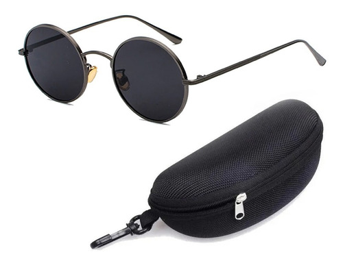 Óculos De Sol Solar Redondo Unissex John Lennon + Case Preto