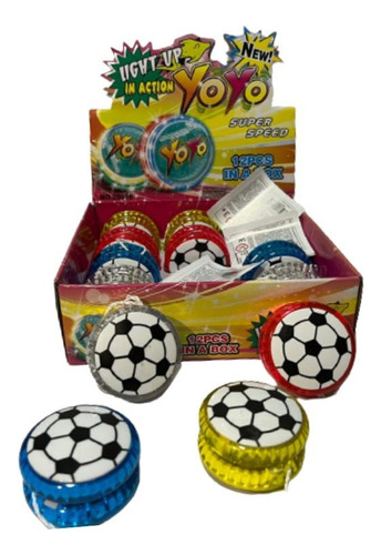 Kit 12 Brinquedos Yoyo Modelo Futebol Com Luz 