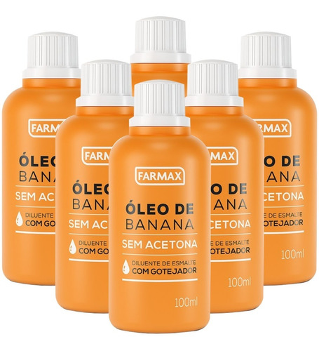 Óleo De Banana Diluente De Esmalte = Kit Com 6 = 100ml Cada