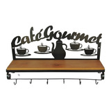 Prateleira Rústica Porta Café Gourmet Com Suporte De Xícaras