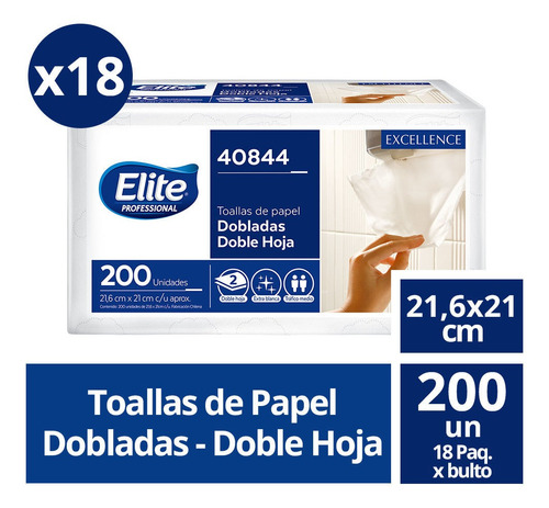 18 Paquetes De Toalla Interfoliada Elite Professional 200 Un