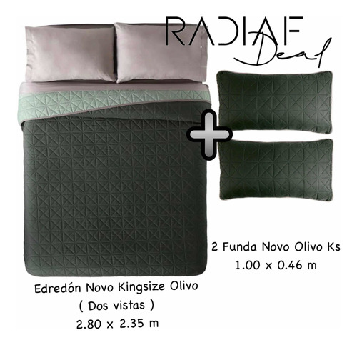 Juego Edredón Novo Olivo Kingsize + 2 Fundas Ks Vianney