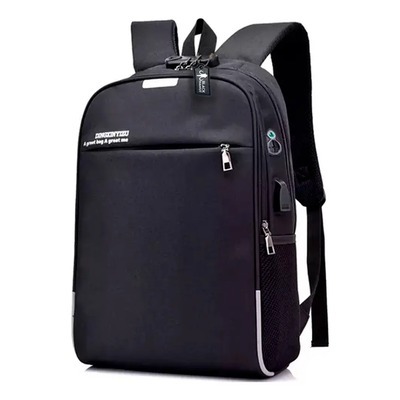 Mochila Antirrobo Puerto Usb Y Audífonos Impermeable Negro