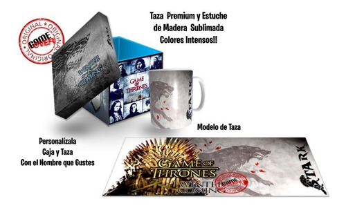 Taza Game Of Thrones, Stark, Con Estuche De Madera, Y Envio