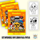 Kit Imprimible Mini Librito  Pintar Colorear Compadretes