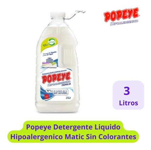 Popeye Hipoalergénico Detergente Líquido Sin Colorantes - 3l