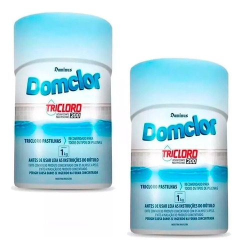 Kit 2 Cloro Piscina Pastilha Domclor Tricloro 10 Uni 200gr