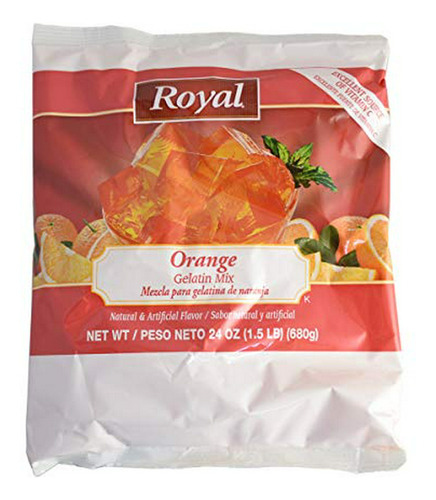 Gelatina - Royal Orange Gelatin, 24 Onzas -- 6 Por Caja.