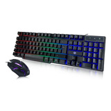 Kit Teclado Mouse 1000 Dpi Gamer Gaming Pc Usb Luz Teclado Negro