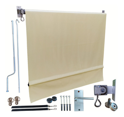 Toldo Retratil Cortina Para Janela 2,00 X 1,00 Lona Com Kit