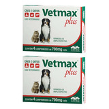 Kit 2 Vetmax Plus Vermifugo Cães Gatos Vetnil 700mg - 4 Comp