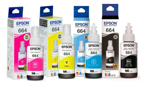 Tinta 664 Epson Pack De 4 Colores L110 L200 L210 L350 L355