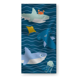 Toalha De Praia Piscina Banho Varias Estampas 1,10 M X 0,60 Cor Azul Tubarão