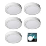 Kit 5 Plafones Led Redondo C/base 24w Alta Potencia 