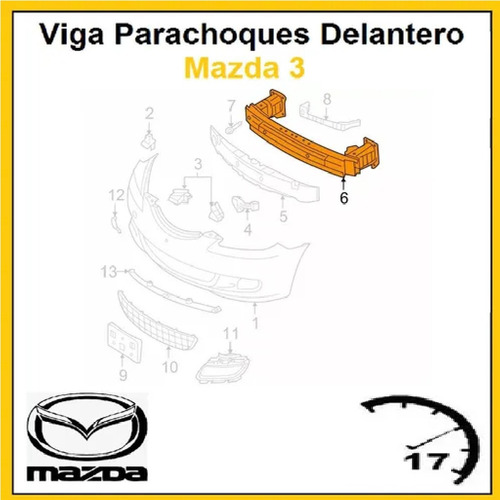 Viga De Impacto Parachoques Delantero Mazda 3 2005 Al 2009 Foto 4