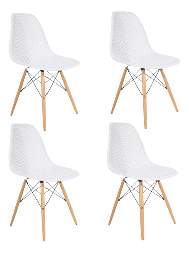 Kit 4 Cadeiras Eames Design Colméia Eloisa Colorida