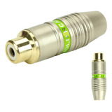 10x Plug Rca Fêmea Profissional Pix Ponta Ouro 24k Verde