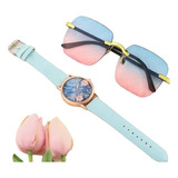 2 Pzs Reloj Y Lentes Unisex Calidad Regalo Elegante Casual