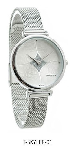 Reloj De Mujer Tressa  Wr30m Malla Tejida Acero Skyler