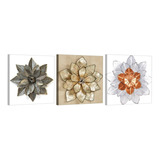 Set Cuadros Decorativos Flores Metal Moderno, Sala, Recamara