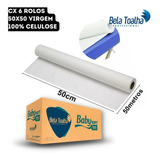 6 Rolos Lençol Hospitalar 50x50 Virgem 100% Celulose Bobina Bela Toalha Baby Soft En Caixa6