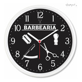 Relogio Parede Barbearia Decoracao Salao Barbeiro C/ Moldura Cor Da Estrutura Branco Cor Do Fundo Preto