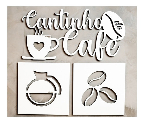 Kit Placas Quadros Decorativos Cantinho Do Café Escrita 3pçs