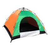 Barraca Camping 2 Pessoas Monta Sozinha Automática Dobrável Cor Laranja/verde