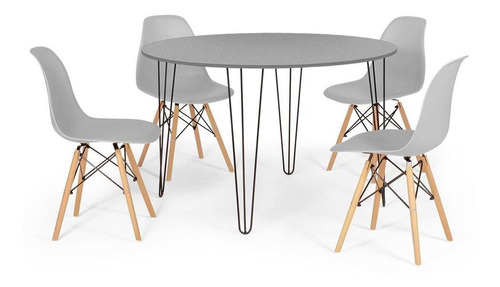 Mesa De Jantar Hairpin 120cm Volpi + 4 Cadeiras Eames Eiffel