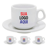 Kit 4 Xícaras Café Personalizada Logo Marca Porcelana 180 Ml