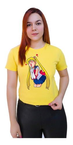 Polera Dama Estampada 100%algodón Sailor Moon Corazon 393