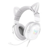 Auriculares Para Juegos Onikuma X11 Con Orejas De Gatito, Led Rgb, Blancos