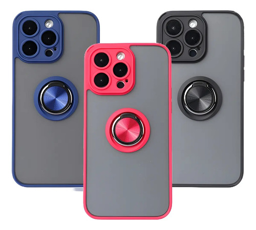 Funda Case Celular Humo Con Anillo Iman Para iPhone