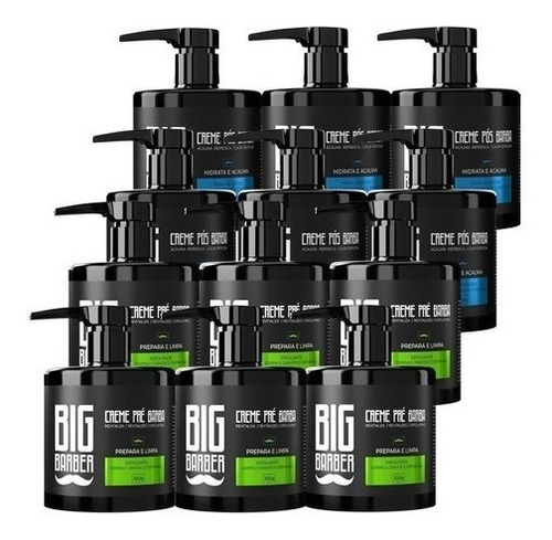 Combo Creme Pré E Pós Barba Big Barber 350g Fardo 12 Unidade