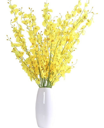 6 Flor Orquidea Artificial Pingo/ouro Para Decoração 87054