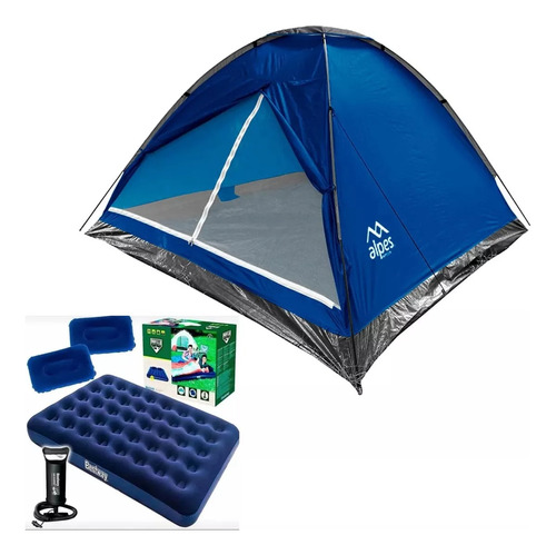 Combo Carpa 4 Personas + Colchón Doble + Almohadas +inflador