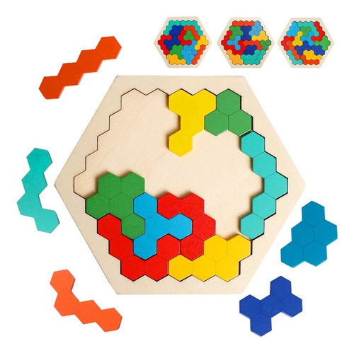 Rompecabezas Hexagonales De Madera Usado Para Niños Y Adulto