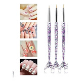 Kit Pinceles Lainer 3 Piezas Para Decoración 3d Manicura 