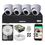 Kit Cftv 4 Câmeras Segurança Dome Ahd Dvr 4 Canais Intelbras