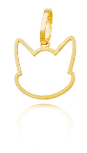 Pingente Ouro 18k Gato Pet Cat P Vazado Espelhado