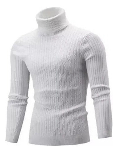 Suéter Casual De Cuello Alto Liso For Hombre 2024