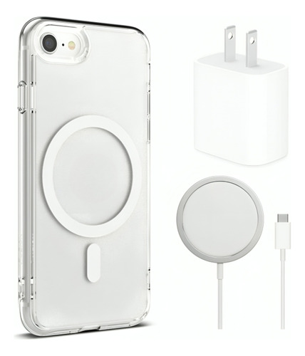 Kit Funda Magsafe + Cargador Inalambrico + Cubo Para iPhone