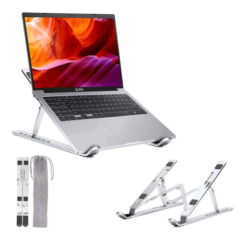 Base Suporte Notebook Alumínio Ergonômico Ajustável Dobrável