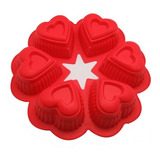 Molde De Silicona Mini Tortas Corazones X6 Cavidades